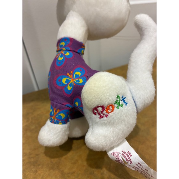 Lisa Frank Roxy the Cat Plush White Butterfly Bodysuit Vintage Stuffed Animal 8" - Picture 3 of 4